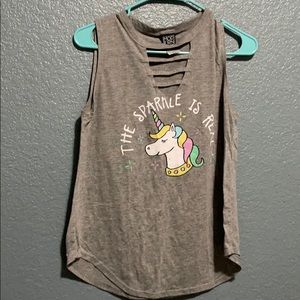 Gray unicorn tank top